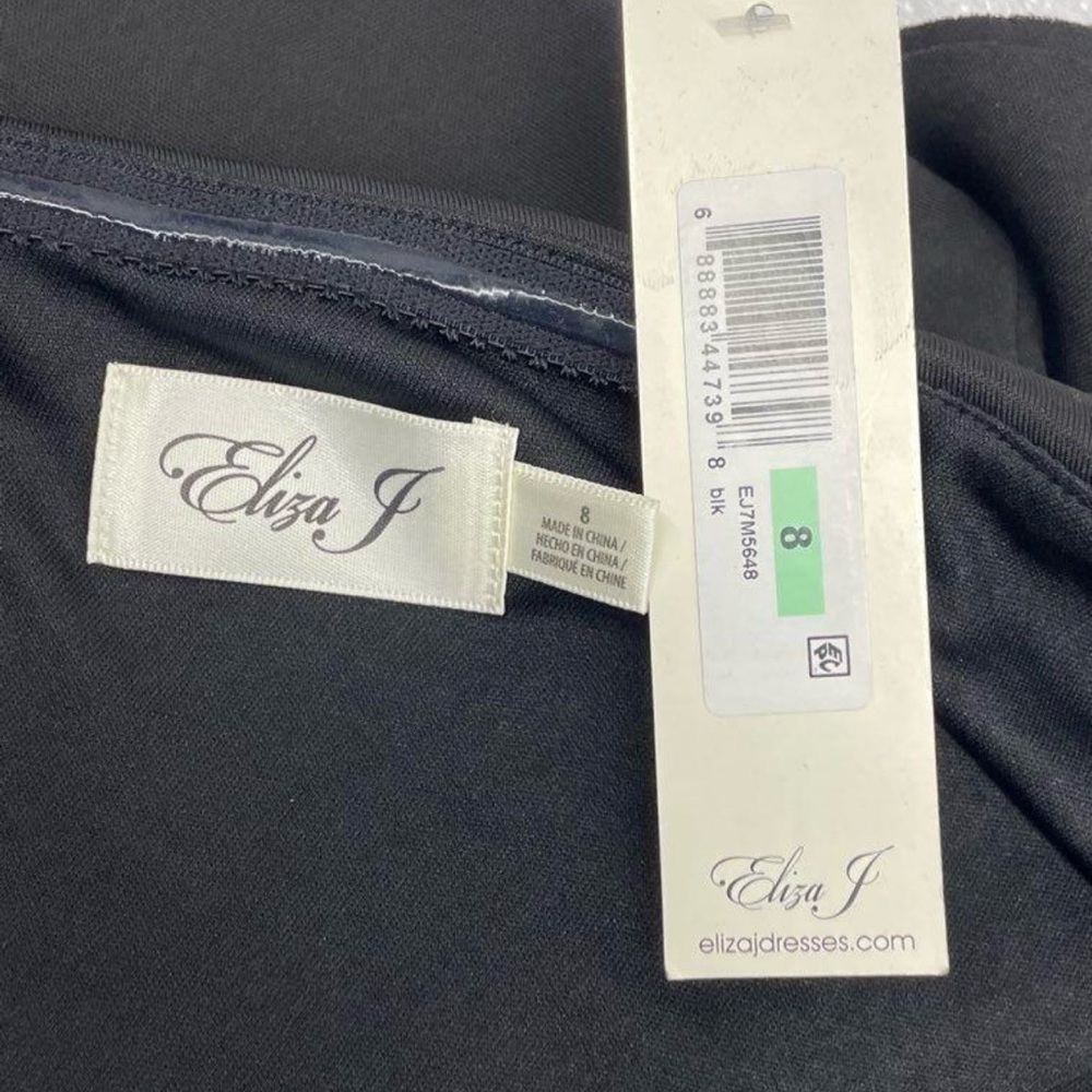 ELIZA J ONE SHOULDER ROSETTE DRESS, NWT, BLACK, Size  8 - Picture 7 of 8